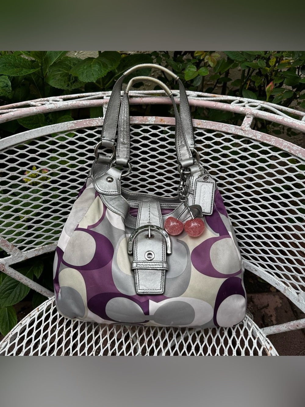 Y2K Coach Satin Monogramed Shoulder Bag